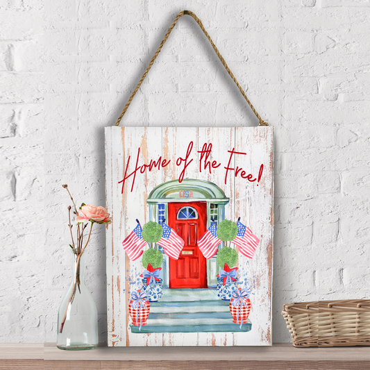 Patriotic Red Door Home of the Free Wall Decor