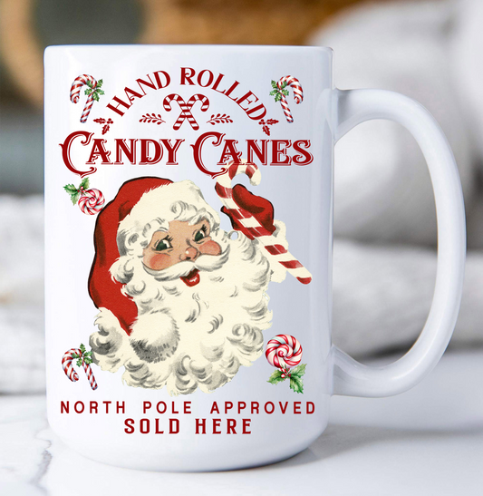 Christmas Candy Cane Vintage SantaCoffee Mug