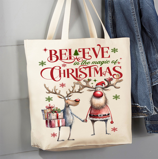 Believe in the magic of Christmas Canvas Tote Bag