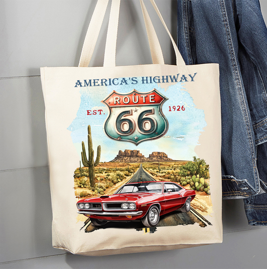 Route 66 America's Highway  Canvas Tote Bag