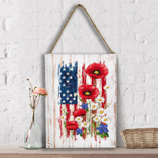 Patriotic American Flag Flowers  Wall Decor