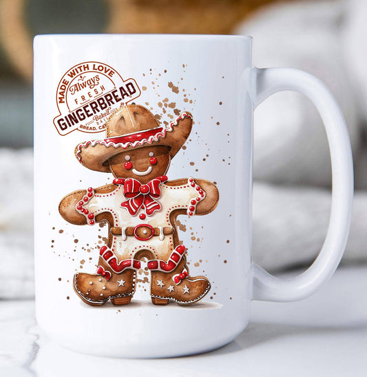 Cowboy Gingrbread Man Christmas Coffee Mug