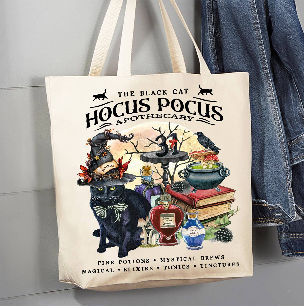 Halloween Hocus Pocus Apothecary Canvas Tote Bag