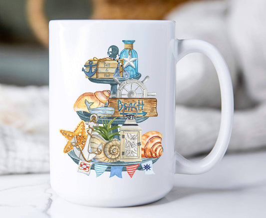 Beach Ocean Sea Shells 3 Tier Tray Coffee Mug
