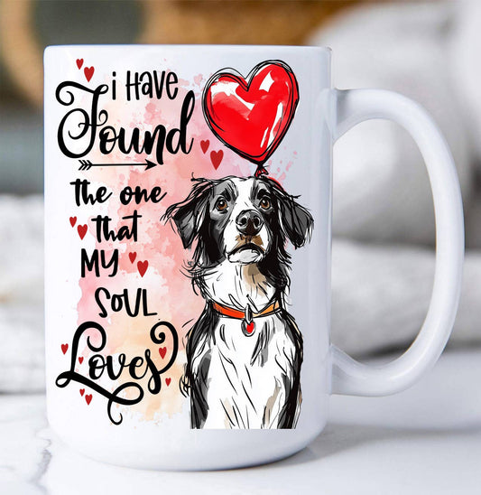 Dog Border Collie Found My Love Valentine Coffee Mug