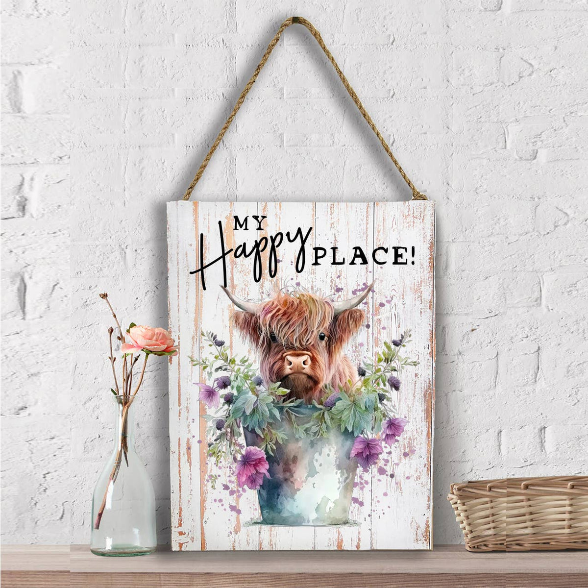 Highland Cow My Happy Place Wall Decor
