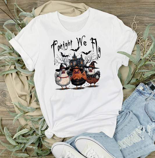 Halloween Chickens Tonight We Fly T-Shirt