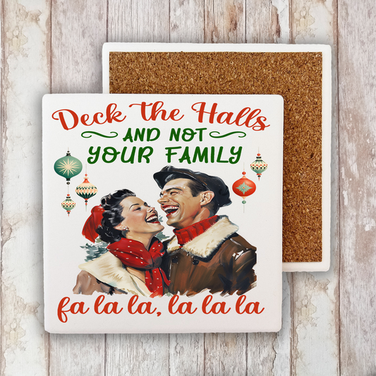 Christmas Funny Deck the Halls Stone Coaster (Set of 2)