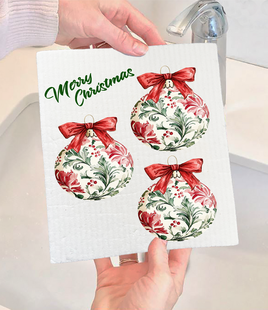 Christmas Water Toile Ornaments Swedish Discloth (Set of 2)