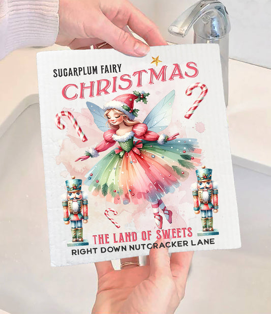 Christmas Sugarplum Fairy Swedish Dishcloth (Set of 2)