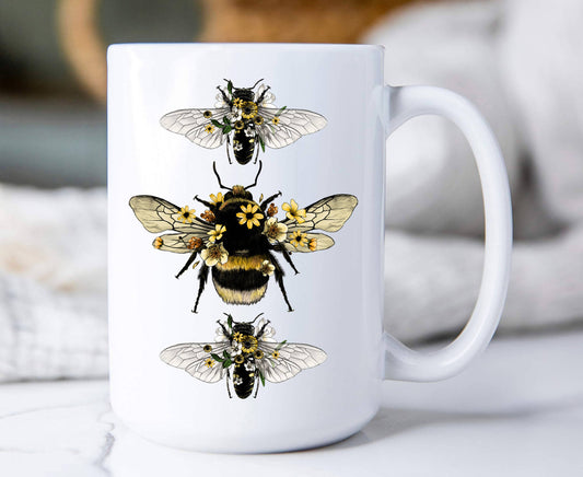 Vintage Bees Flowers  Coffee Mugs