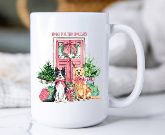 Christmas Home for the Holidays Dogs Coffee Mug