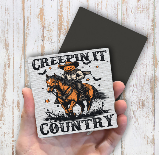 Halloween Creepin it Country Magnet Fridge (Set of 2)