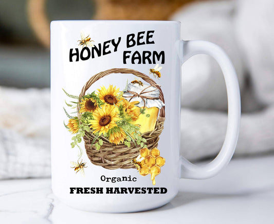 Modern Farm House Sunflower Honey Bees Coffee Mugs