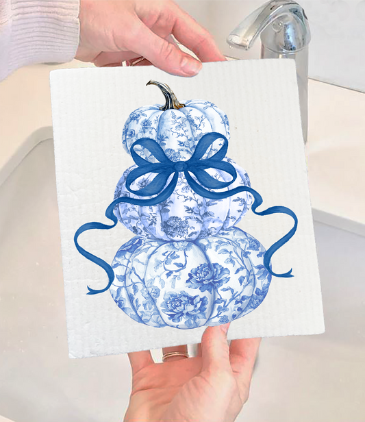 Fall Chinoiserie Blue & White Swedish Dishcloth (Set of 2)