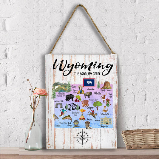 Wyoming State Map Souvenir  Wall Decor