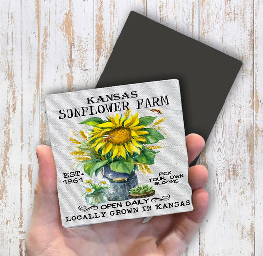 Kansas State Flower Sunflower Magnet Fridge - Sets of 2