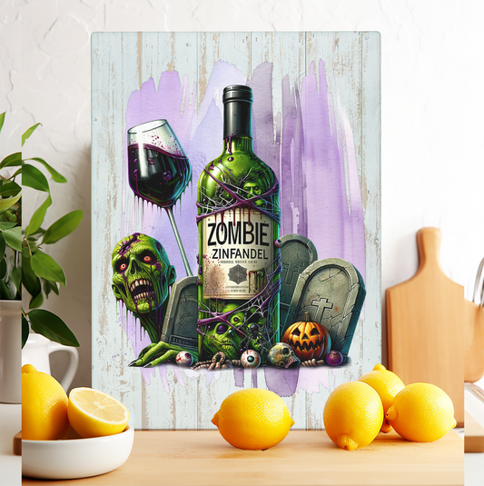 Glass Cutting Board Halloween Zombie Zinfandel