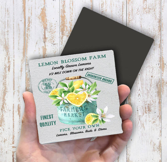 Farmers Market Lemon Blossoms Magnet Fridge - Sets of 2