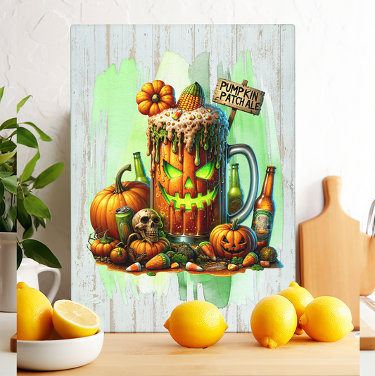 Glass Cutting Board Halloween Pumpkin Patch Ale