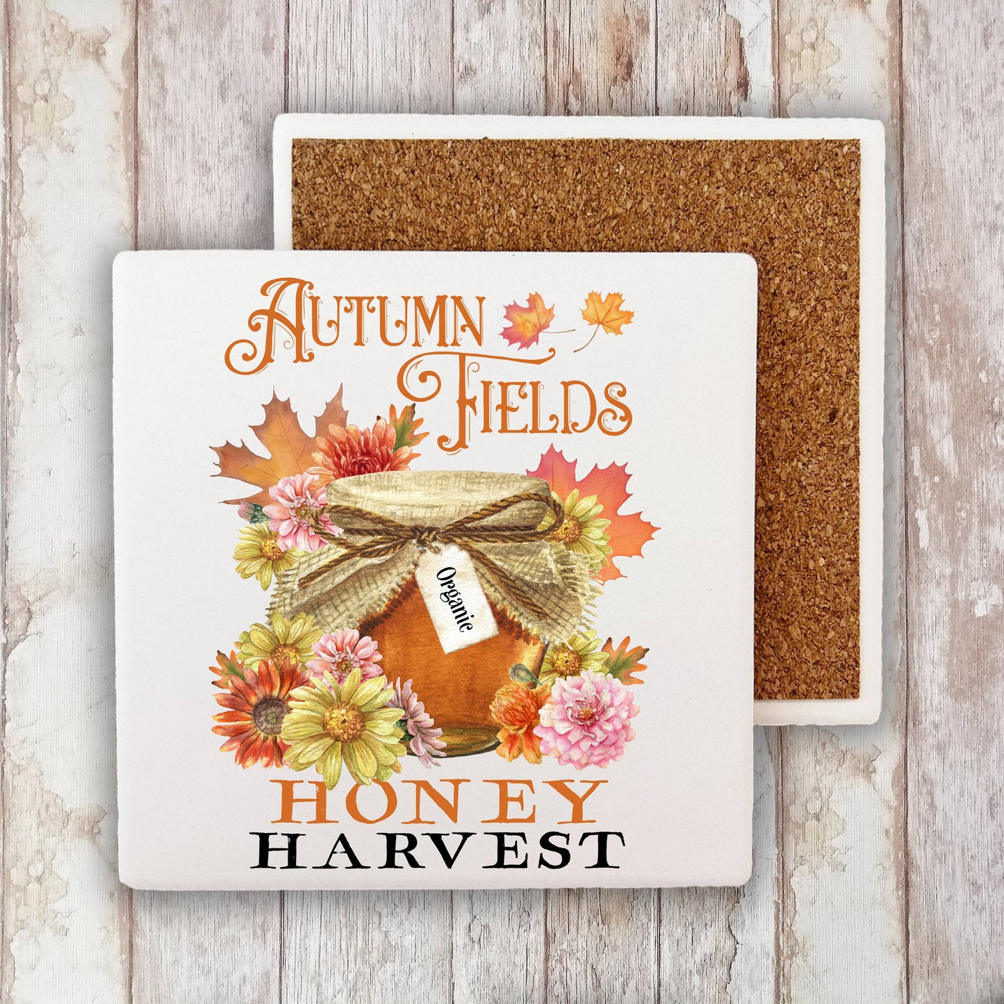 Autumn Fall Fields Honey Harvest Stone Coaster