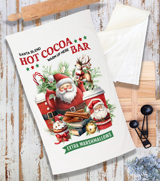 Christmas Santa Hot Cocoa Bar Terry Towel