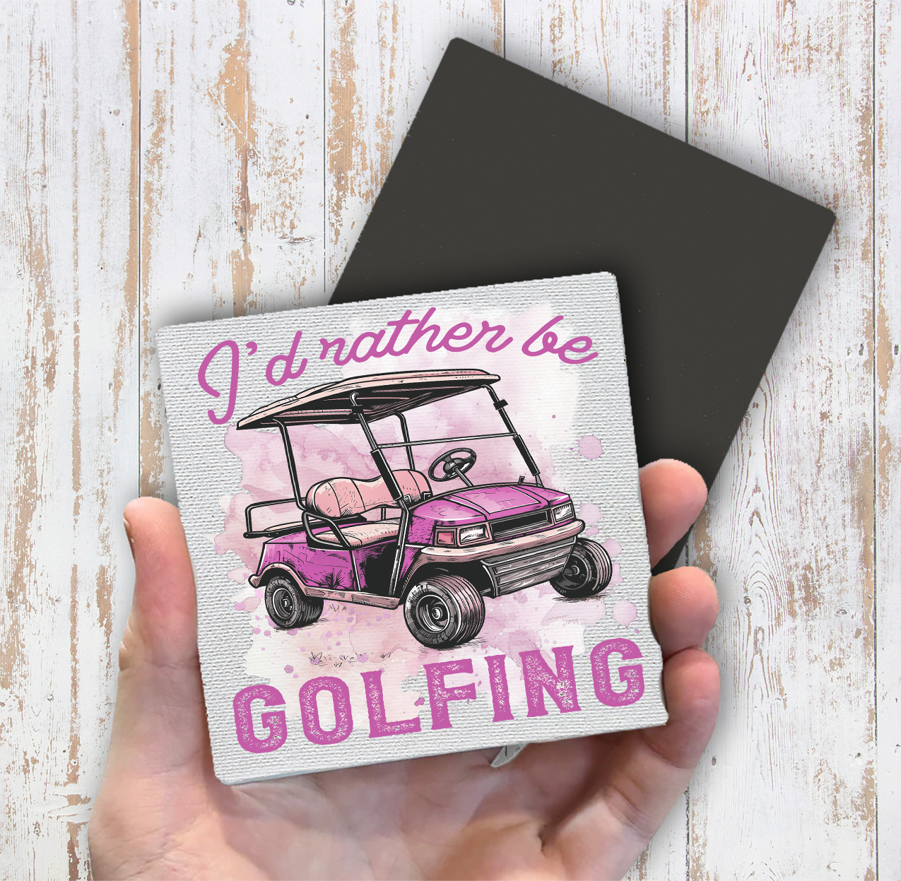I'd Rather be Golfing Pink Magnet Fridge (Set of 2)
