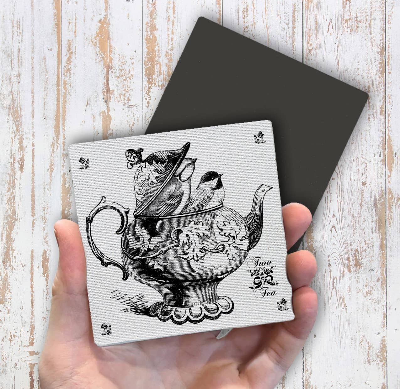 Tea Pot with Birds, Magnet Fridge - Sets of 2