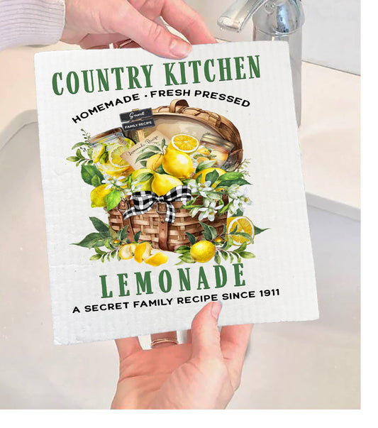 Country Farmhouse Kitchen Lemonade Swedish Dishcloth-Set of 2