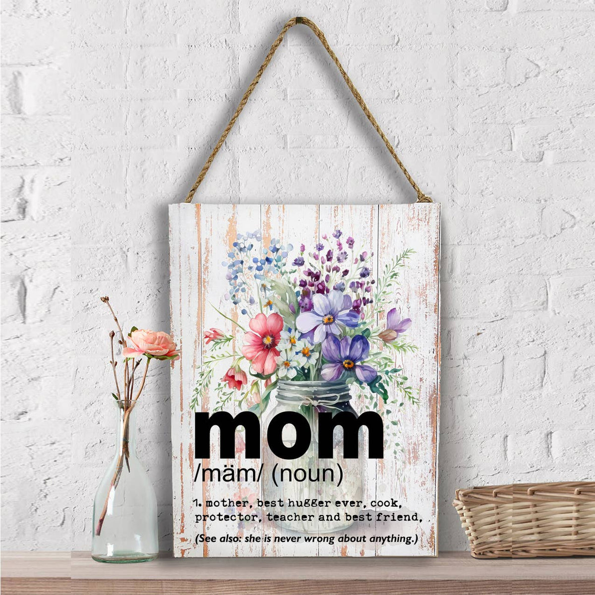 Mom Mother Definition Flowers Wall Decor