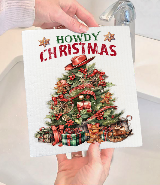 Western Howdy Christmas Tree Swedish Discloth (Set of 2)