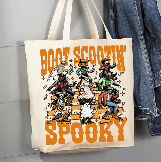 Halloween Boot Scootin Spooky Canvas Tote Bag