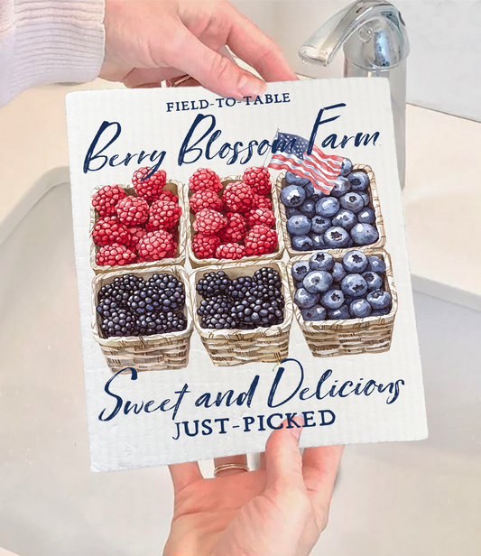Blueberry Raspberry Blackberry Farms Swedish Dishcloth (Set of 2)