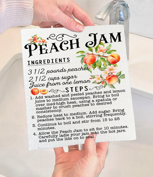 Fresh Peach Jam Recipe  Swedish Dishcloth (Set of 2)