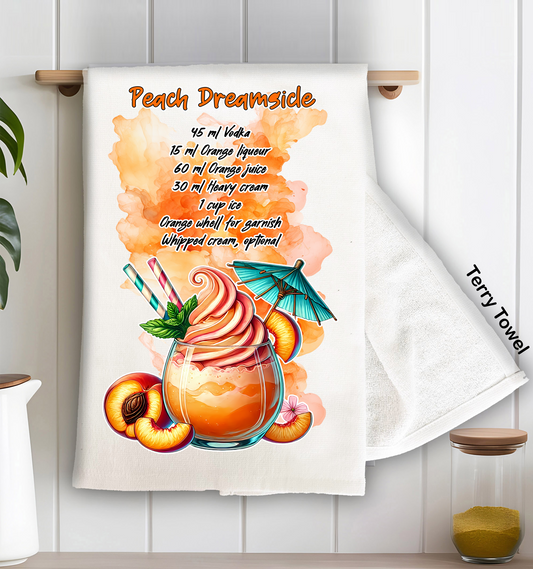 Summer Cocktail Peach Dreamsicle Kitchen Terry Towel