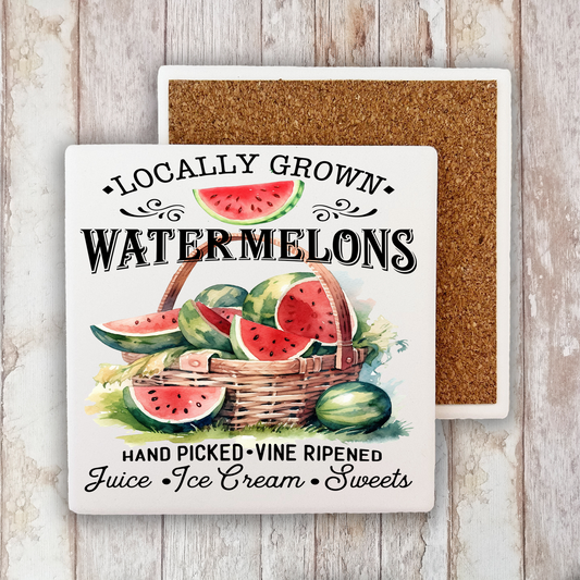 Locally Grown Watermelon  Stone Coaster (Set of 2)