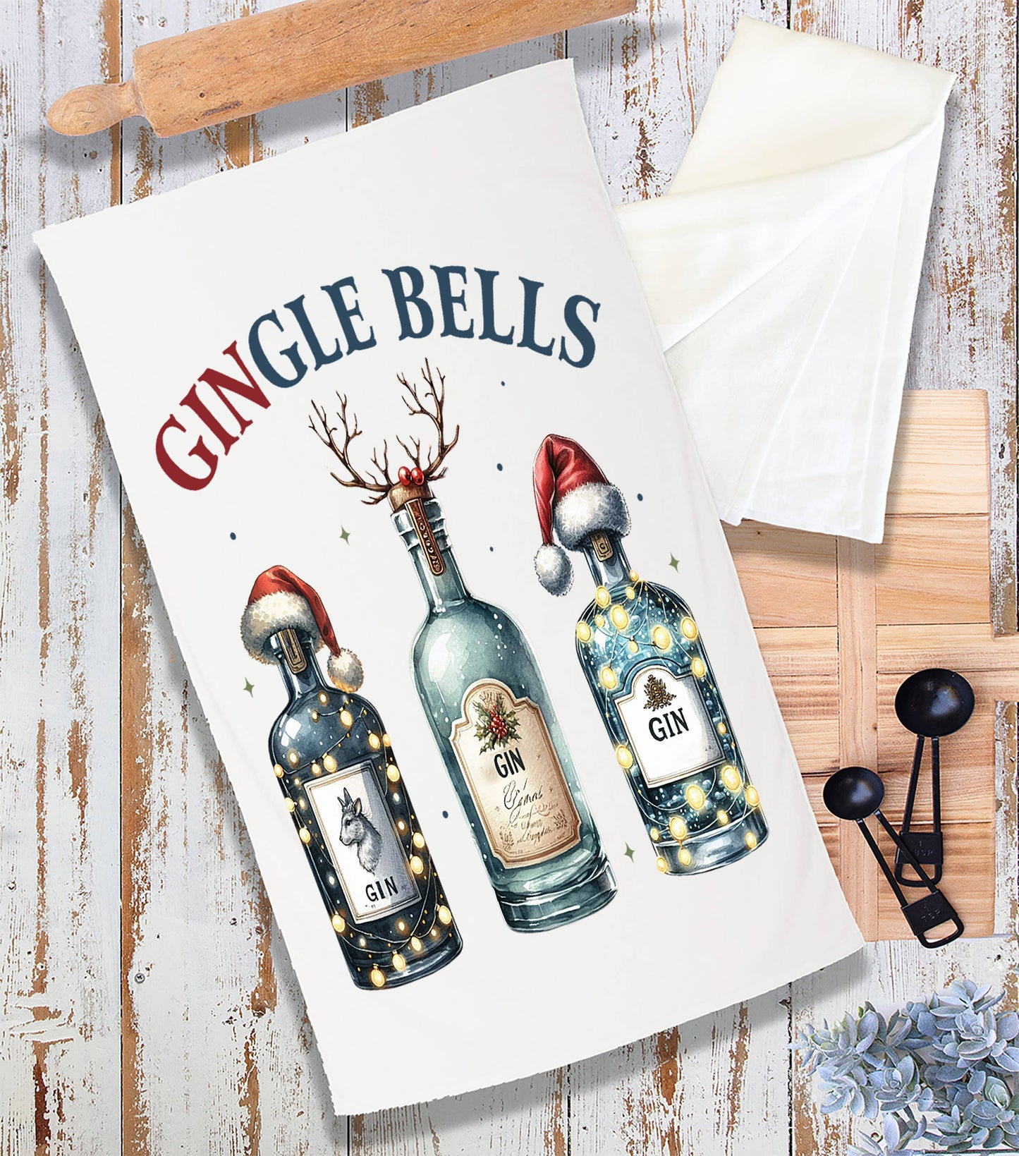 Christmas Gingle Bells Gin Terry Towel