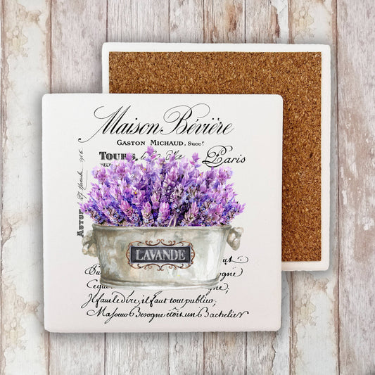 Vintage French Lavender Paris Stone Coaster