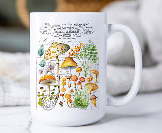 Vintage Mushrooms Botanicals Coffee Mug