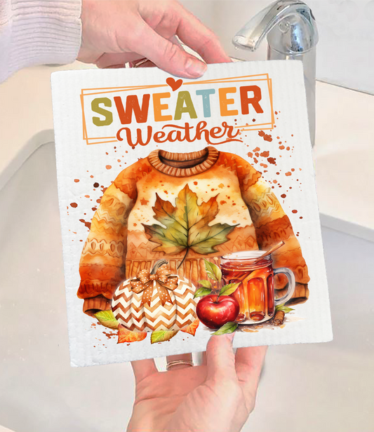 Fall Sweater Weather Swedish Dishcloth (Set of 2)