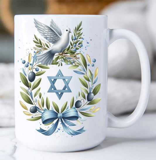 Hanukkah Olive Branch Dove Coffee Mug