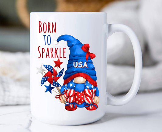 4th of July Gnome Born to Sparkle Coffee Mug