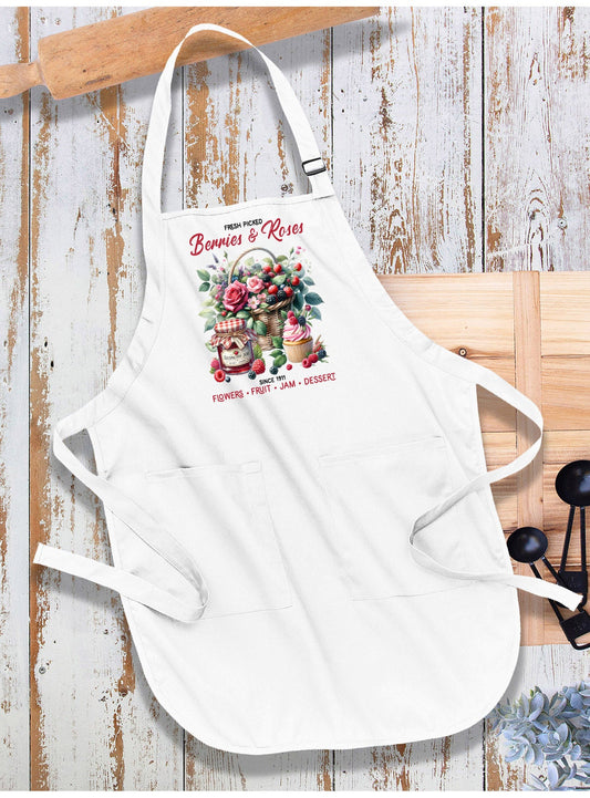 Berries and Roses Farmhouse Apron