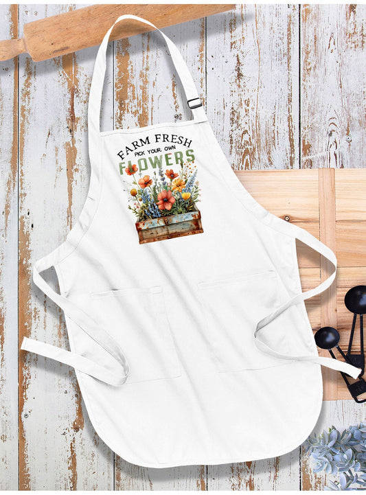 Farm Fresh Field Country Flowers Apron