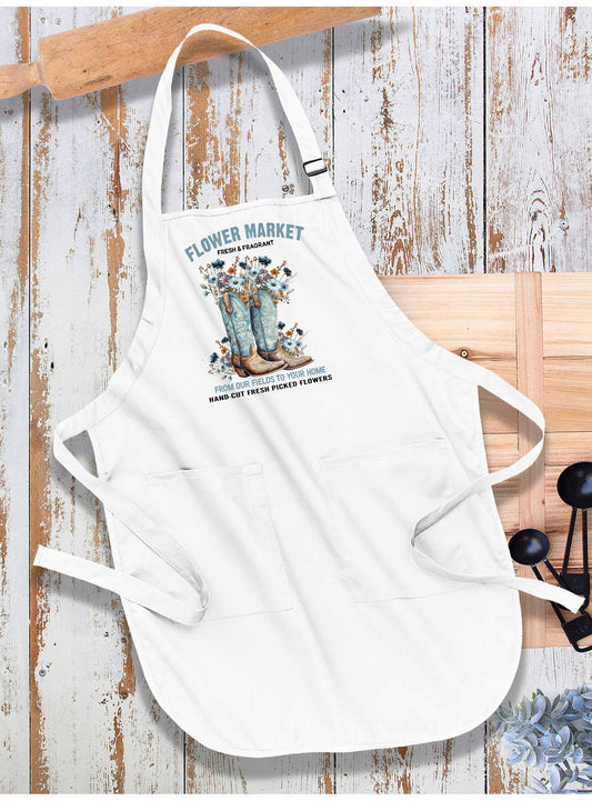 Western Cowboy Boots Flower Market Apron
