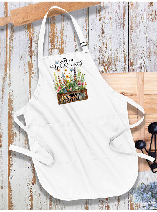 It Is Well with My Soul Flowers Spiritual Apron