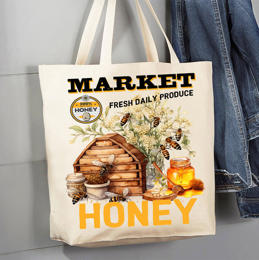 Honey Bees Country Market Canvas Tote Bag
