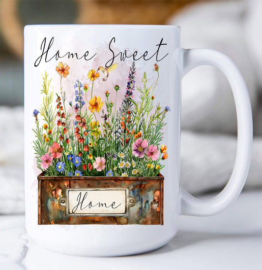 Home Sweet Home Country Field Flowers Coffee Mug