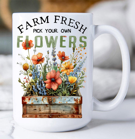 Farm Fresh Field Country Flowers Coffee Mug