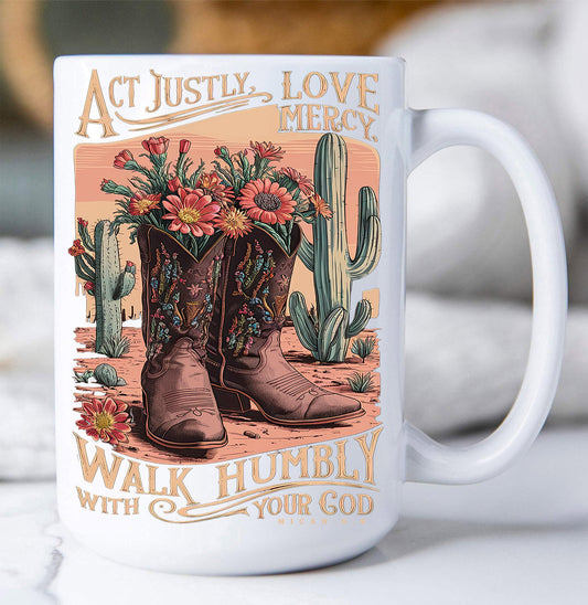 Walk Humble with God Western Spiritual Coffee Mug
